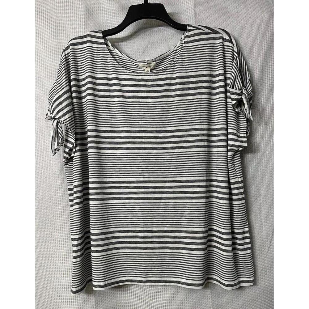 NWT Max Studio Womens Short Sleeve Striped Top Blouse Shirt Plus Size 3X